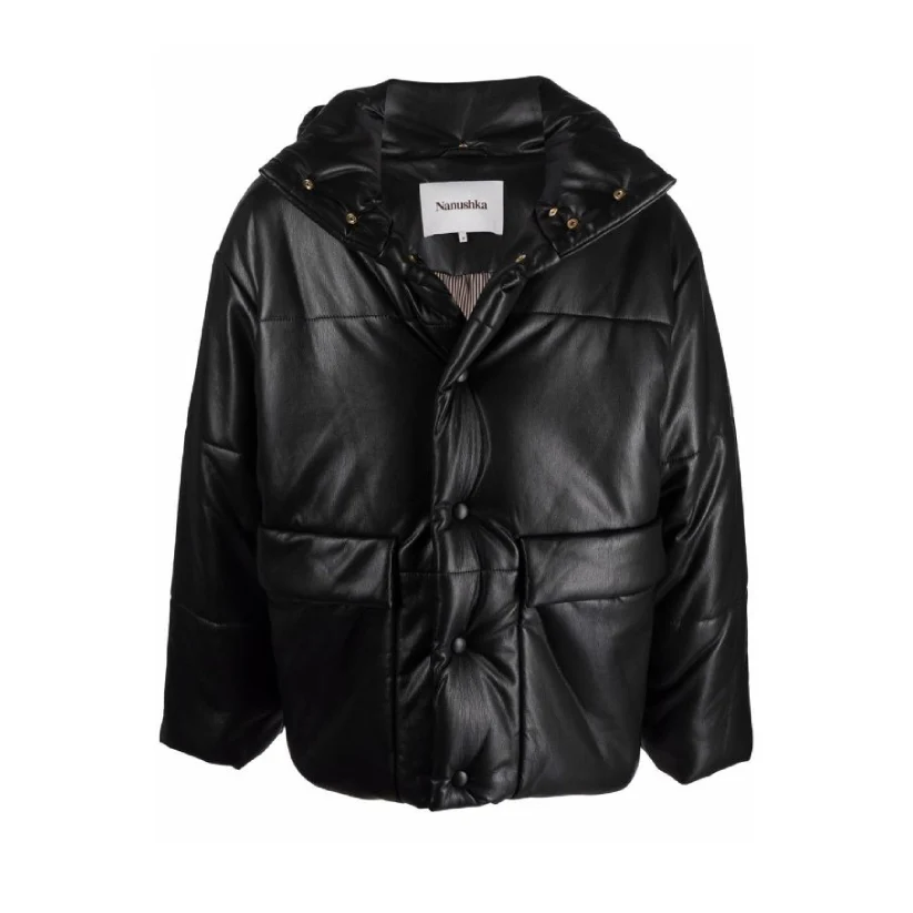 Faux Leather Puffer Jacket