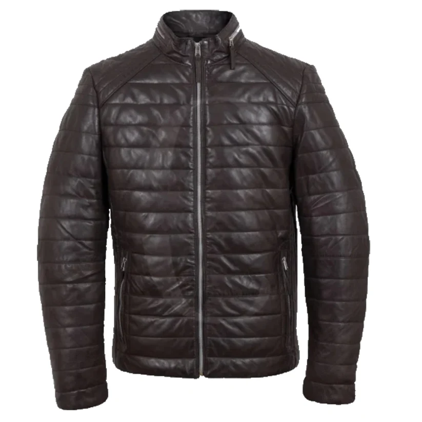Men's Puffer Leather Jacket