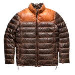 Men's Leather Puffer Jacket