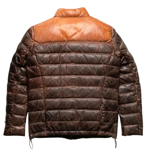 Men's Leather Puffer Jacket