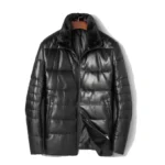 Leather Puffer Jacket for men