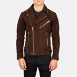 Men Armand Mocha Suede Biker Jacket