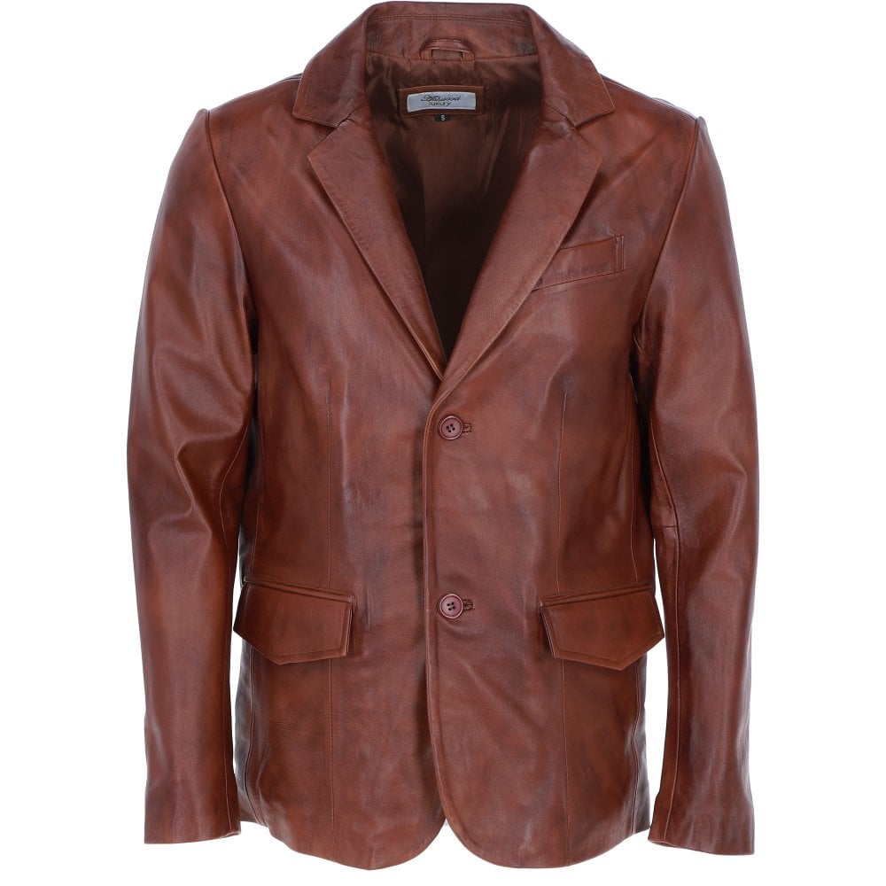 Mens Classic Ashwood Brown Leather Blazer