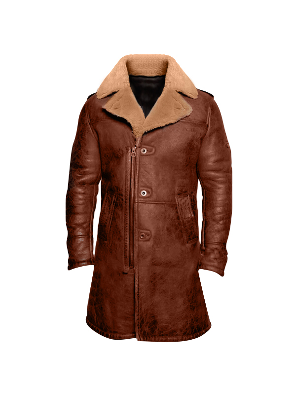 Mens Shearling Tan Bane Leather Coat