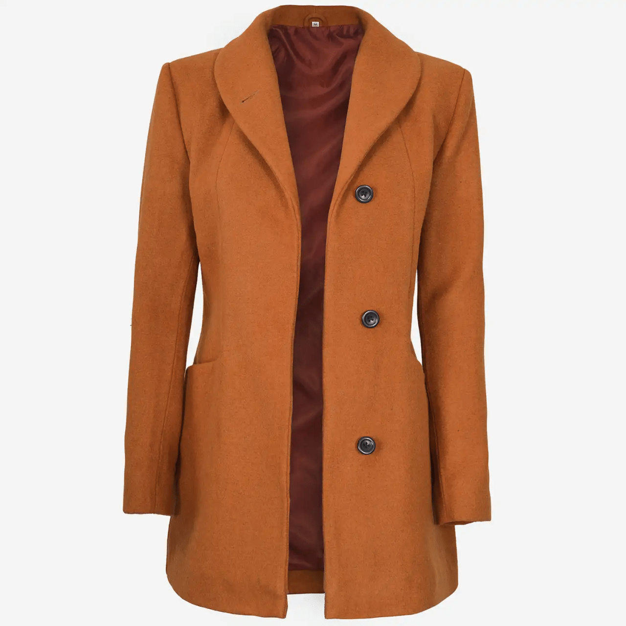 Barbara Rust Wool Coat For Women