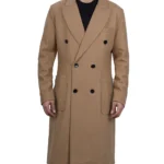 Mens Double Breasted Beige Wool Coat