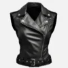 Women Black Stylish Biker Style Leather Vest