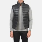 Black Leather Puffer Vest – Reeves Collection for Men