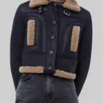 Womens Black Leather Shearling Jacket