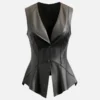 Women Zester black Leather Vest