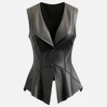 Women Zester black Leather Vest