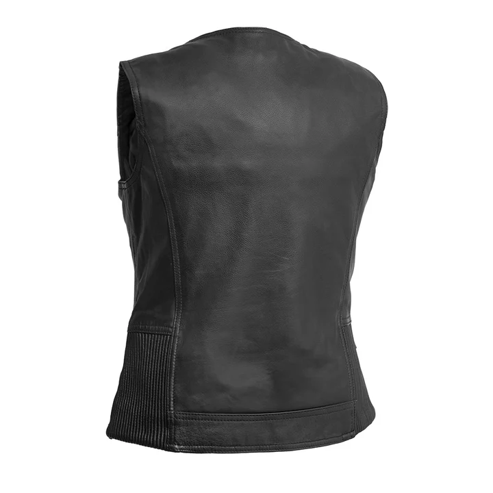 Women Lolita Black Motorcycle Leather Vest