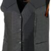 Women Classic Black Leather Motorcycle Vest