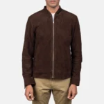 Men Blain Mocha Suede Bomber Jacket