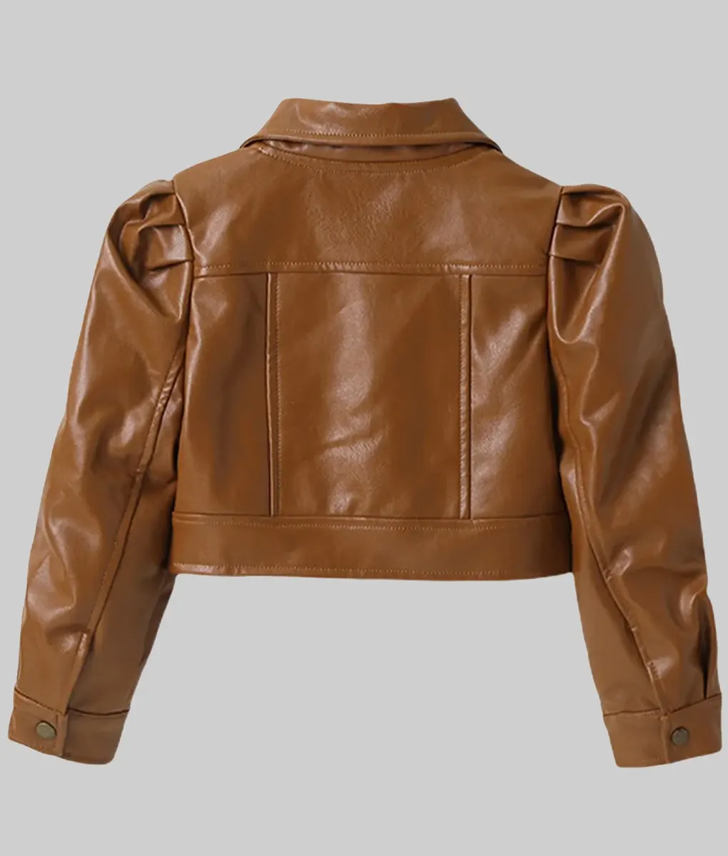 Stacy Womens Brown Cropped Leather Jacket