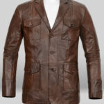 Mens Spanish Brown Leather Blazer