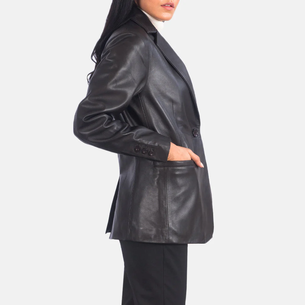 Womens Norma Brown Leather Blazer