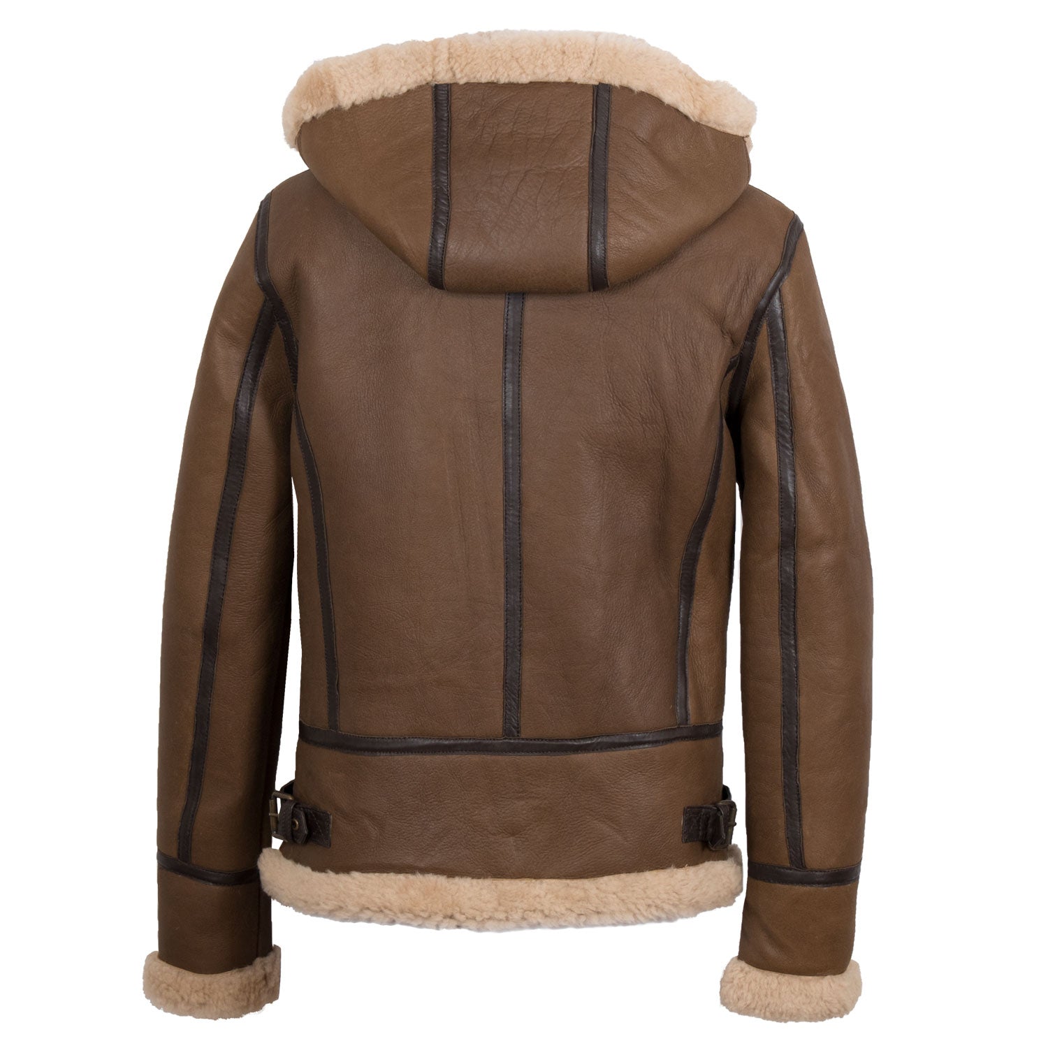 Women Brown Hooded Shearling Leather Jacket