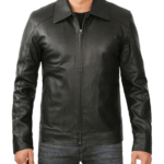Men Tall Black Harrington Leather Jacket