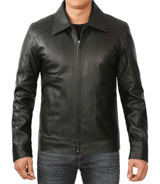 Men Tall Black Harrington Leather Jacket