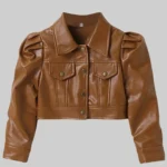 Stacy Womens Brown Cropped Leather Jacket