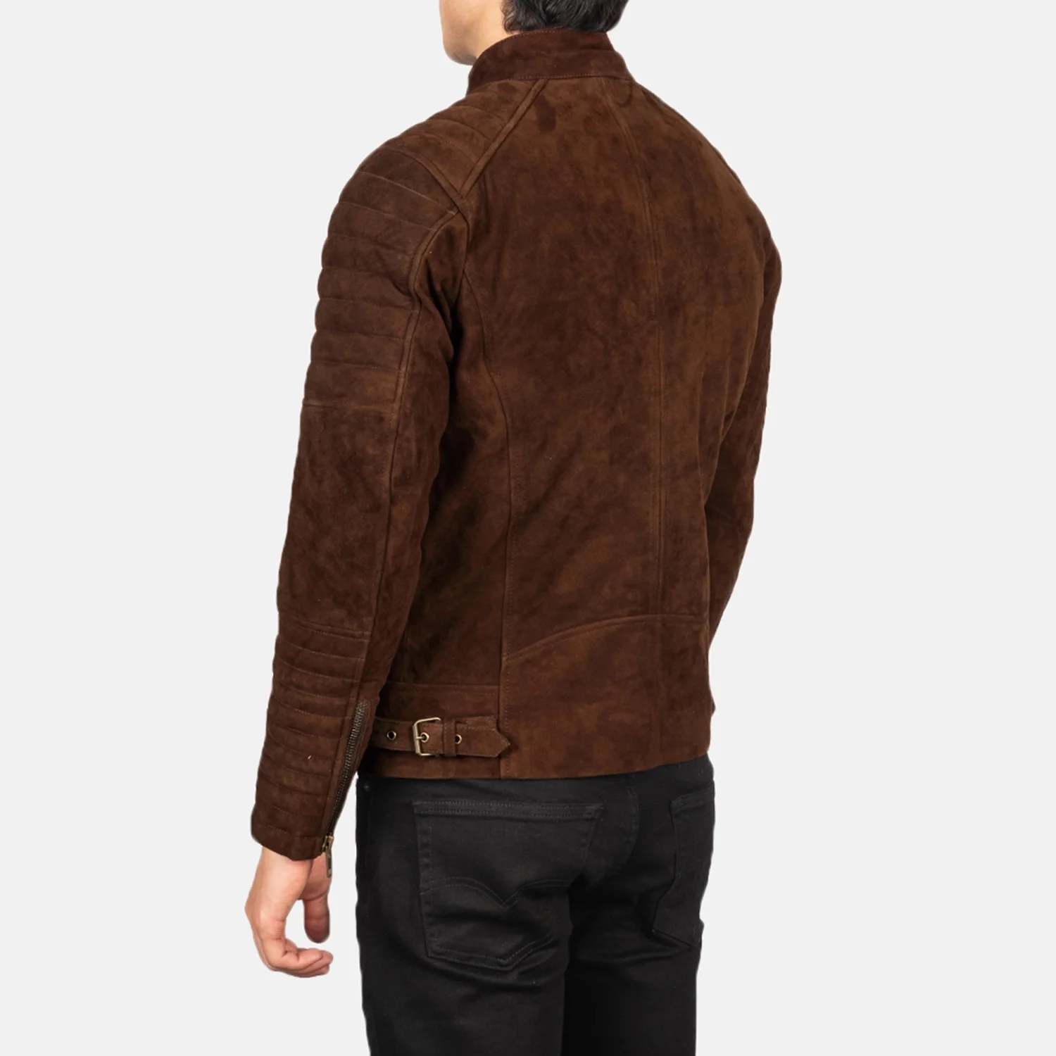 Men Damian Mocha Suede Biker Jacket