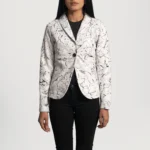 Womens Donna Blake White Leather Blazer