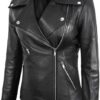 Womens Black Leather Biker Jacket