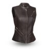 Women Black Motorcycle Zip Leather Vest