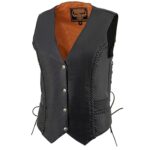 Women Braided Leather Motorcycle Vest