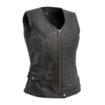 Women Lolita Black Motorcycle Leather Vest