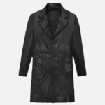 Mens Black Leather Long Coat