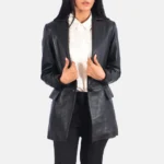 Womens Marilyn Black Leather Blazer
