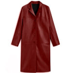 Men Maroon Leather Long Coat