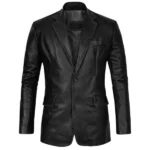 Mens Medieval Sleek Black Leather Blazer