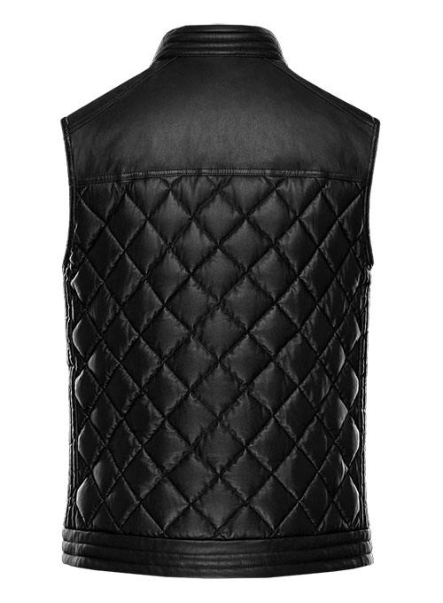Men Quilted Black Stallion Leather Biker Vest