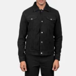 Men Stallon Black Suede Trucker Jacket