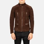 Men Damian Mocha Suede Biker Jacket