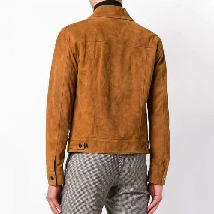 Mens Brown Suede Trucker Jacket
