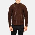 Men Mocha Suede Biker Jacket