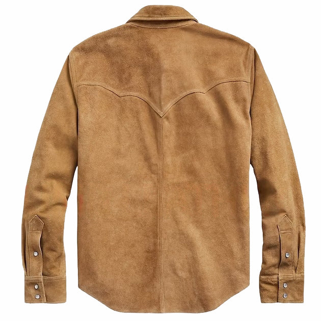 Mens Cowboy Suede Leather Trucker Jacket