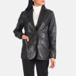 Womens Norma Brown Leather Blazer