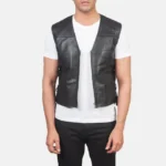 Brandon Black Leather Vest
