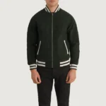 Men Pascal Green Suede Varsity Jacket