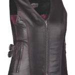 Women Purple Leather Motorcycle Vest