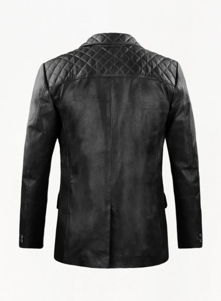 Men Black Quilted Modern Leather Blazer