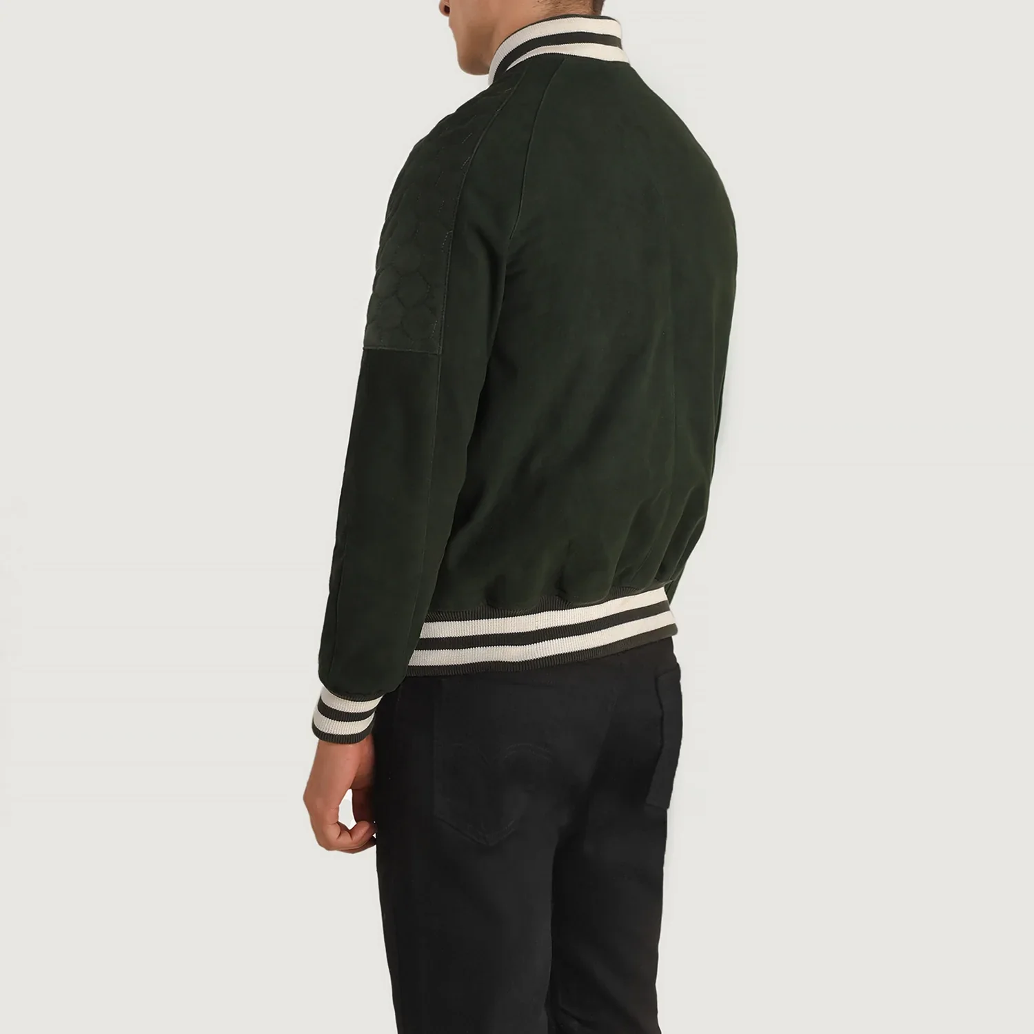 Men Pascal Green Suede Varsity Jacket