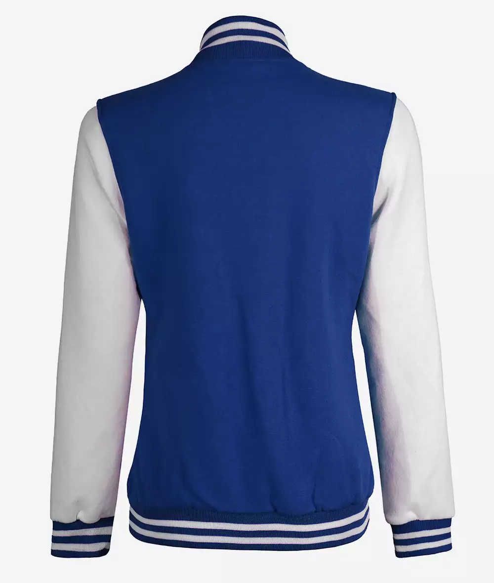 Womens White And Royal Blue Varsity Jacket