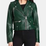 Green Cropped Biker Jacket