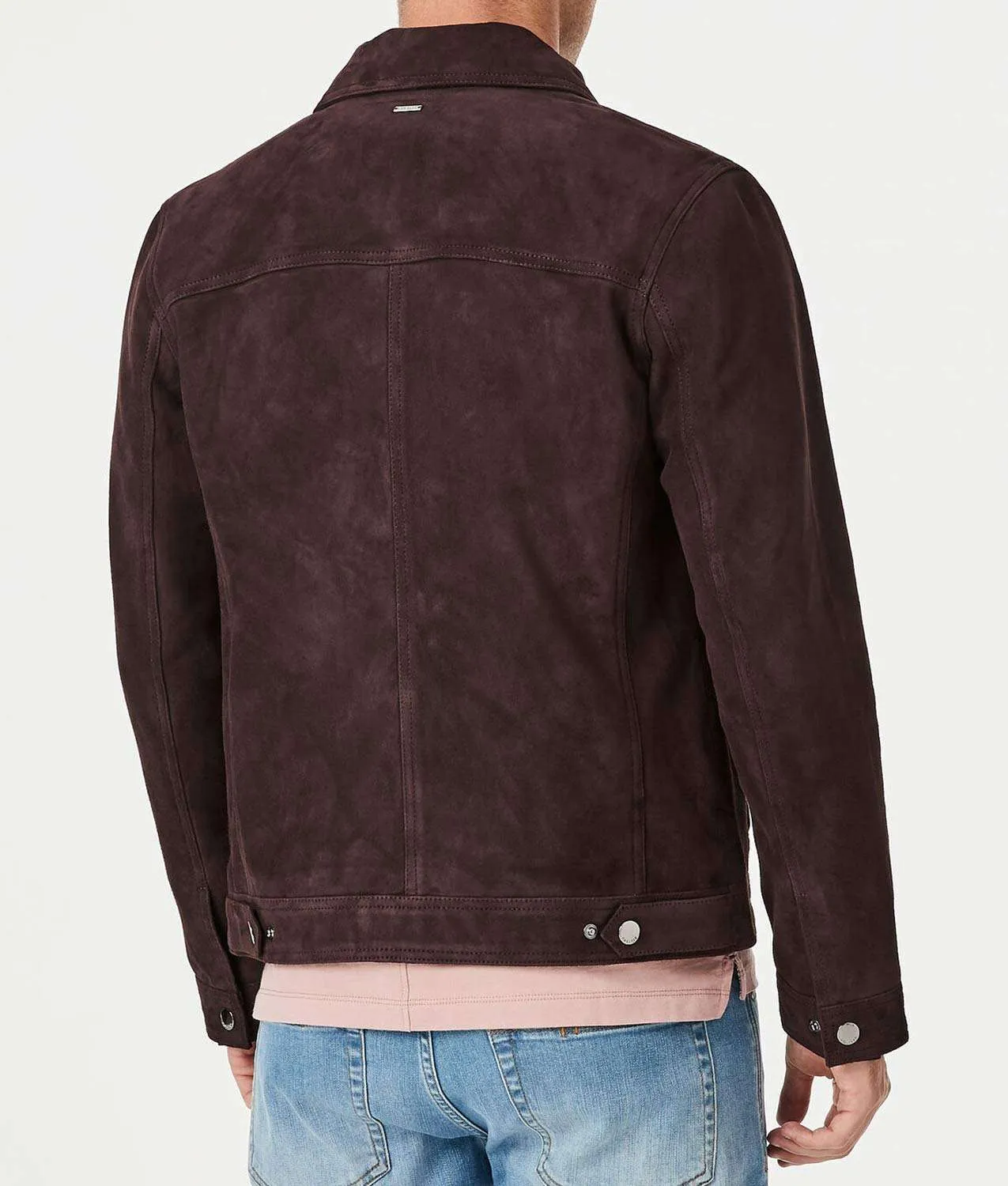 Mens Suede Trucker Brown Leather Jacket
